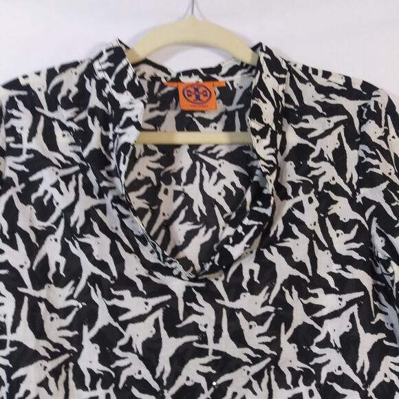 Tory Burch Black White Swinging Monkey Blouse Top Size 0 - Picture 5 of 9